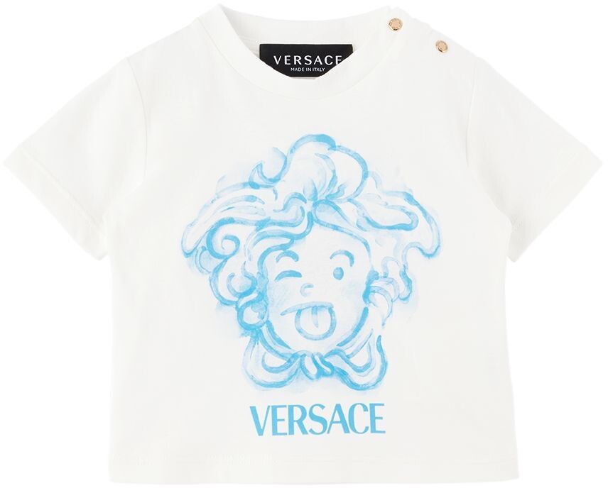 

Белая футболка с изображением медузы для малышей Versace