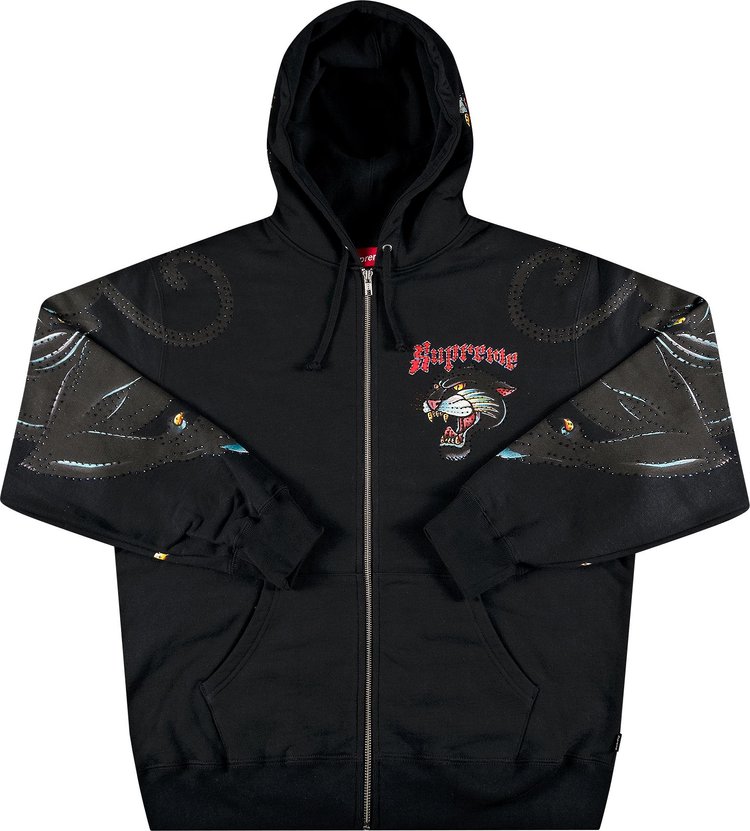 Толстовка Supreme Panther Zip Up Hooded Sweatshirt 'Black', черный –  заказать с доставкой из-за рубежа через онлайн-сервис