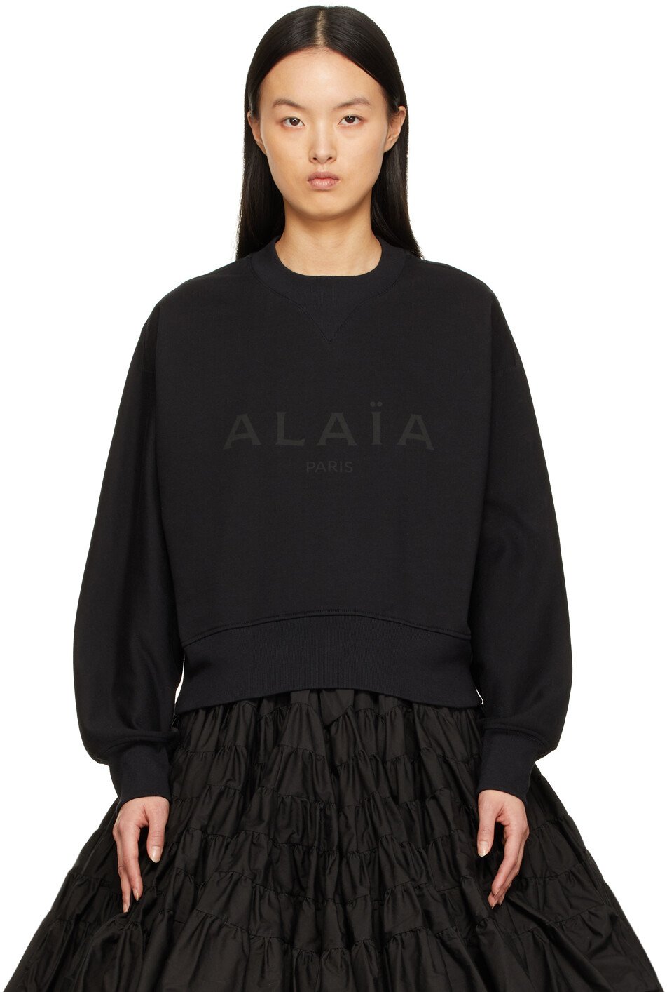 

Черная толстовка с логотипом ALAÏA, Черный