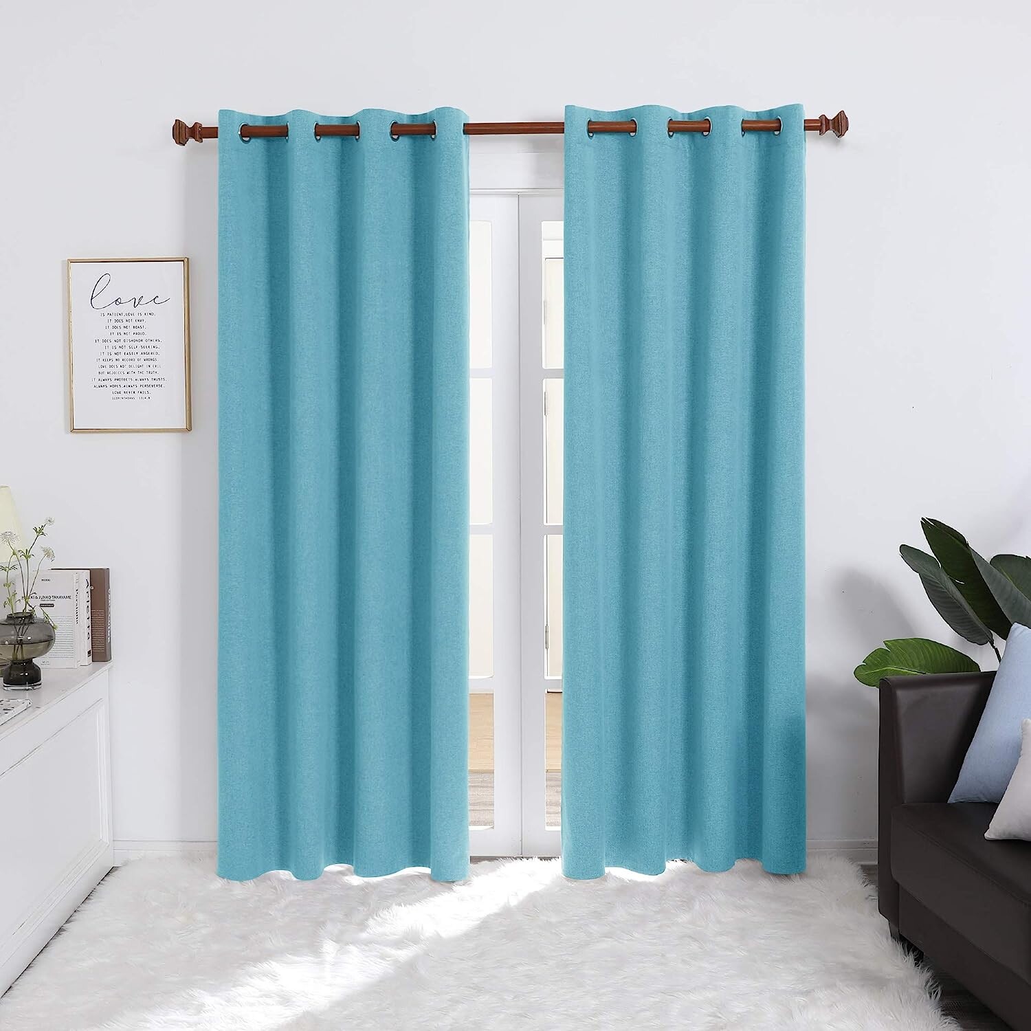 

Шторы Deconovo Linen 100% Blackout, 132x274 см, голубой