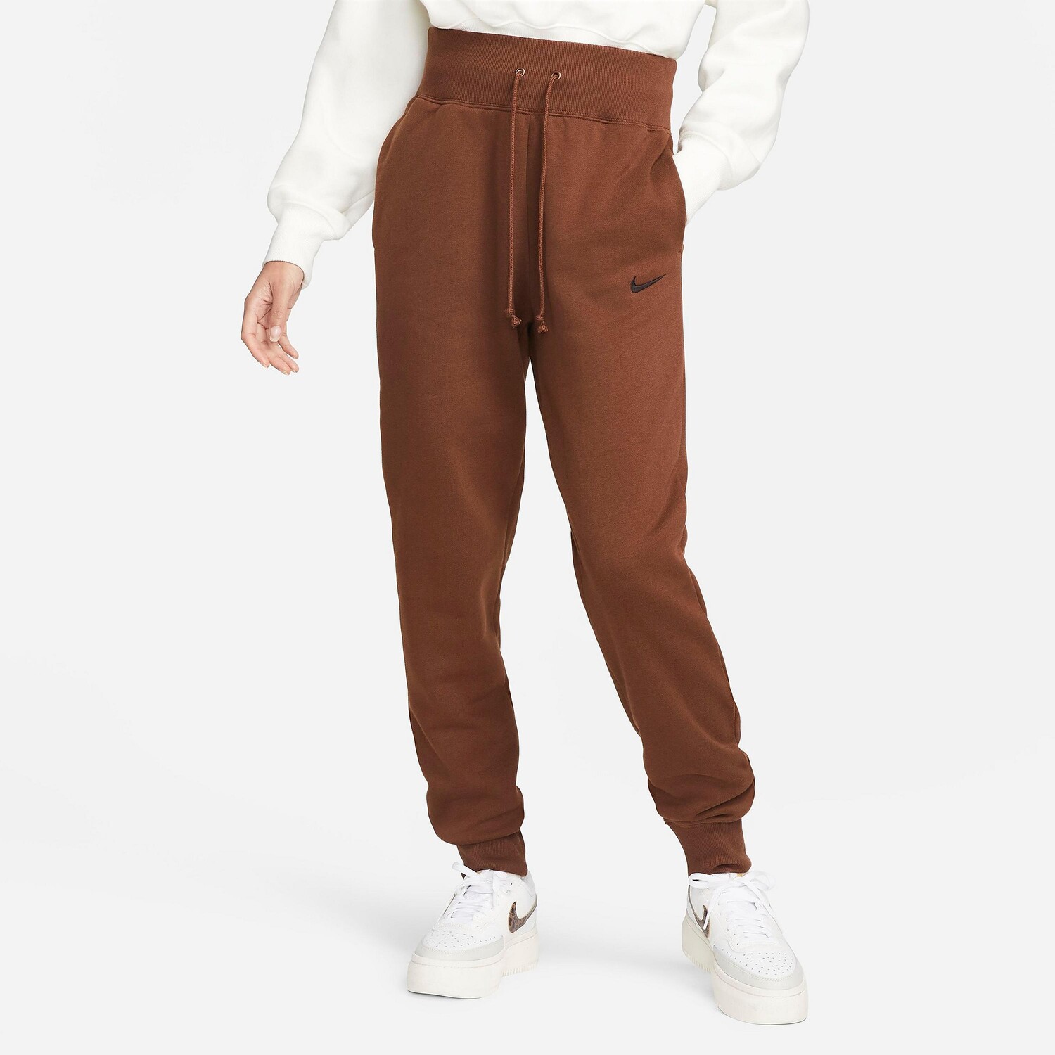 

Женские спортивные штаны Nike Sportswear Phoenix Fleece с высокой талией для бега, коричневый