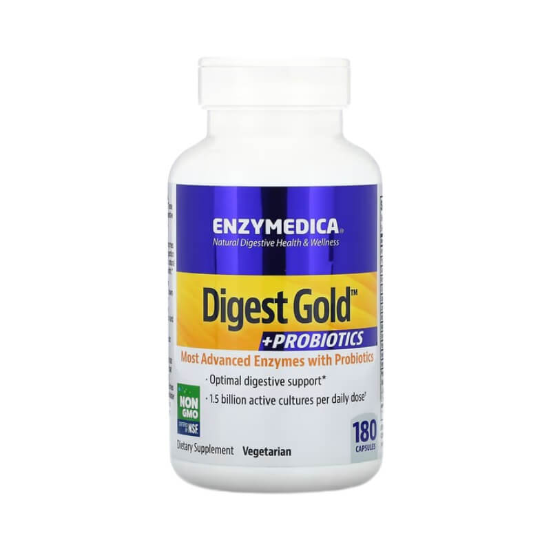 Ферменты Digest Gold с пробиотиками 180 капсул, Enzymedica enzymedica digest basic ферменты для пищеварительной системы 180 капсул