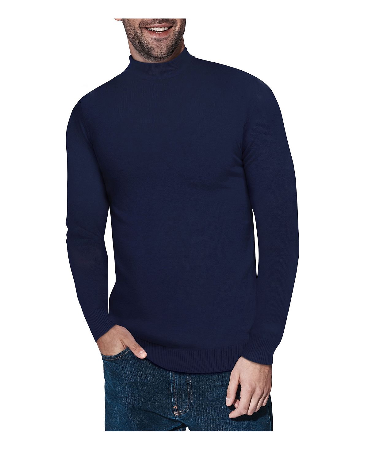 Мужской базовый пуловер средней плотности с воротником-стойкой X-Ray, синий мужской базовый пуловер средней плотности с воротником стойкой x ray черный