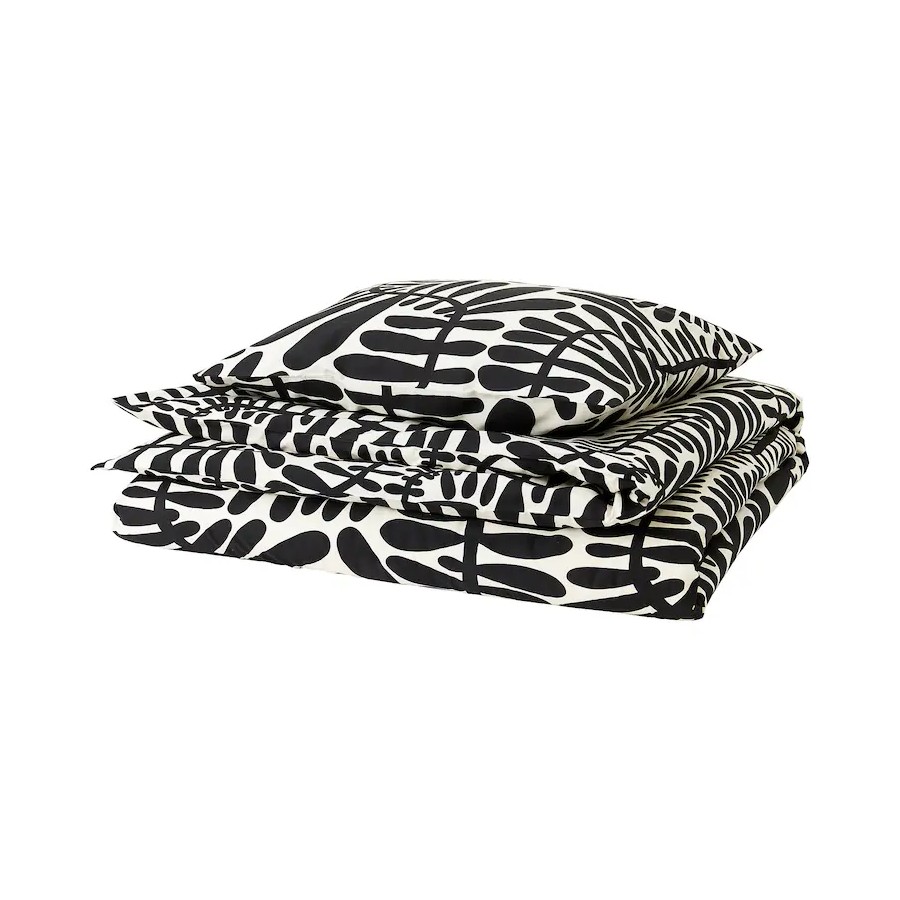 Комплект постельного белья Ikea Majsmott, 2 предмета, 150x200/50x60 см, черный/белый