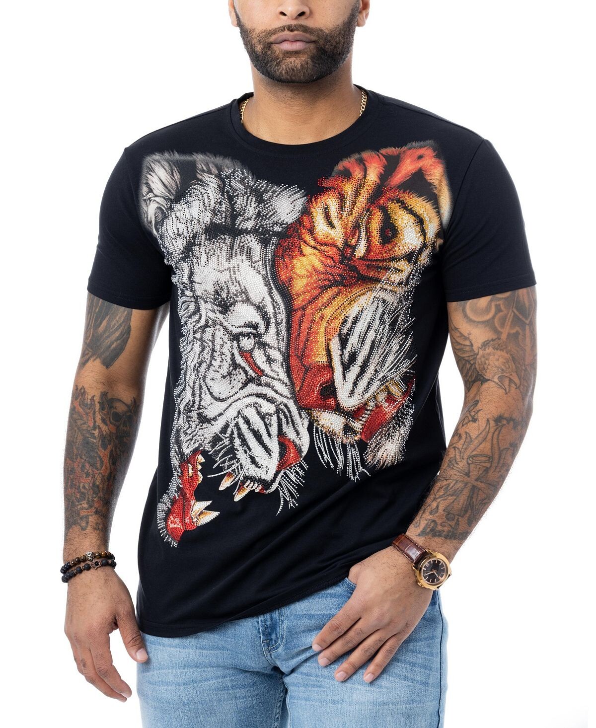 

Мужская футболка duel tiger со стразами X-Ray, черный