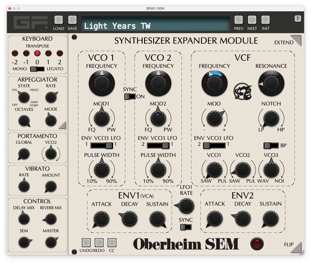 

Плагин виртуального аналогового синтезатора GForce Oberheim SEM