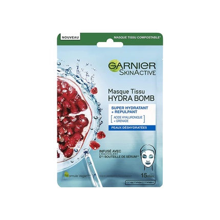 Skinactive Hydra Bomb Увлажняющая тканевая маска — увлажняет и разглаживает обезвоженную кожу, Garnier