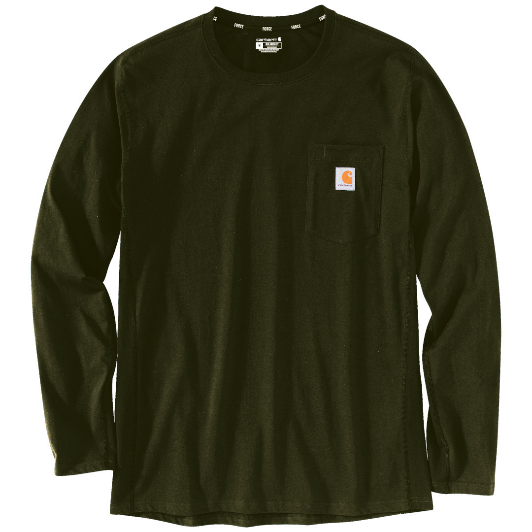 Рубашка с длинным рукавом Carhartt Force Flex Pocket, оливковый фото