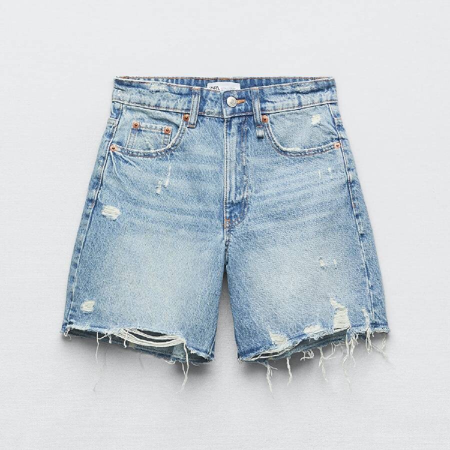 

Шорты Zara Loose Fit Denim, синий
