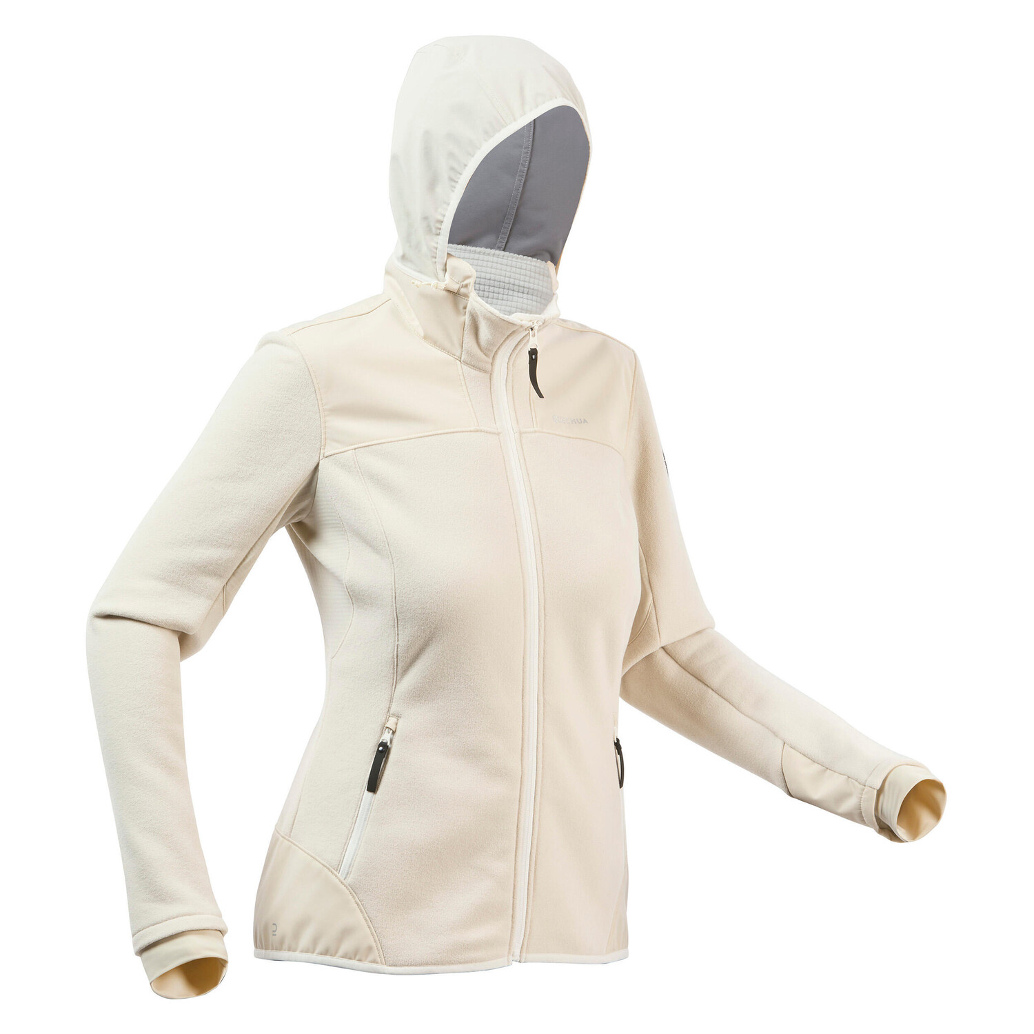 

Толстовка Quechua SH500 X-Warm флисовая тёплая походная женская, кремовый