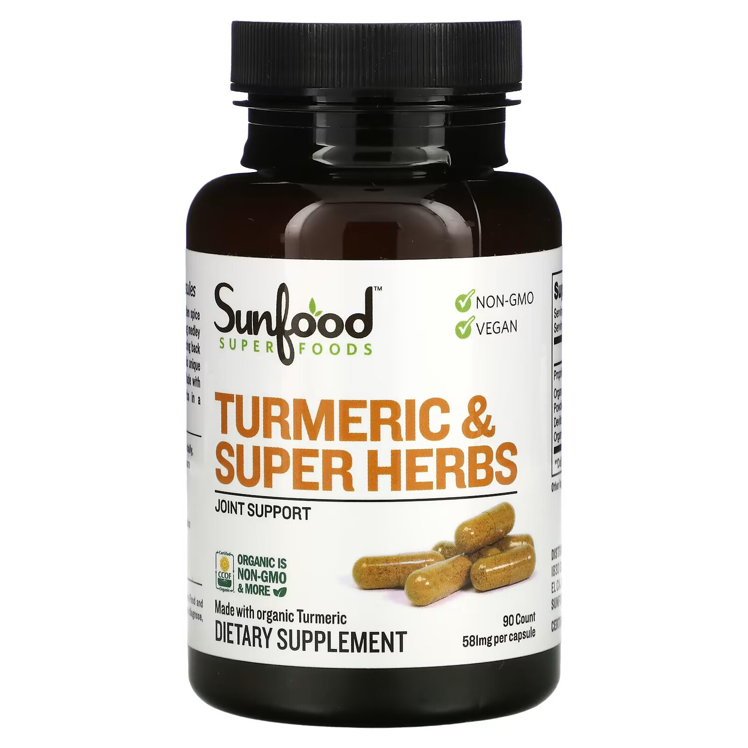 

Sunfood, Куркума и супер травы, 581 мг, 90 капсул