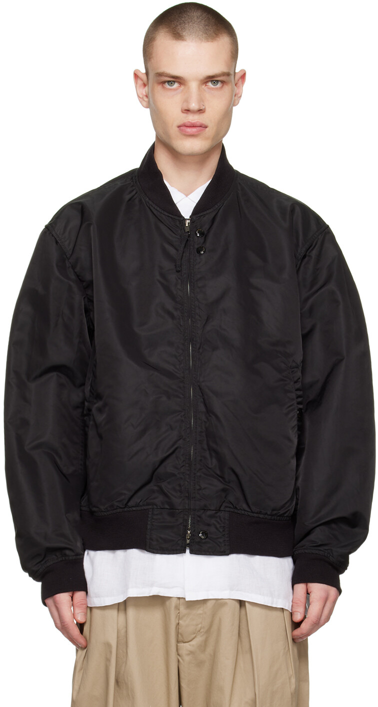 

Черный бомбер с отделкой в ​​рубчик Engineered Garments