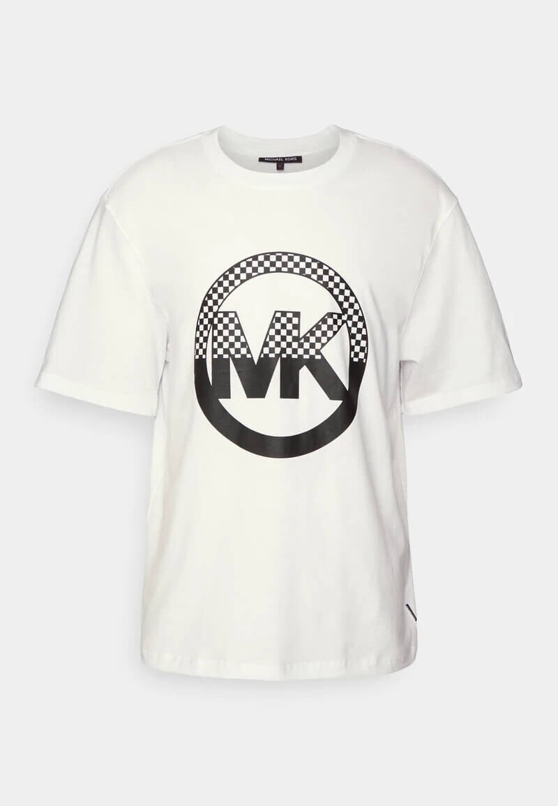

Футболка Michael Kors Checker Charm Tee With Print, белый