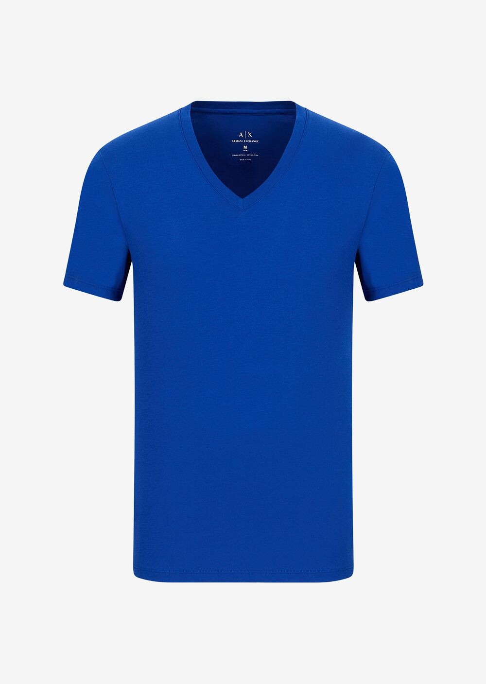 

Приталенная футболка из хлопка пима с короткими рукавами Armani Exchange, синий