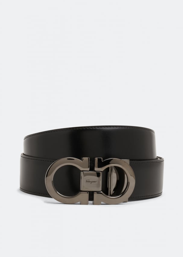 цена Ремень FERRAGAMO Reversible Gancini belt, черный