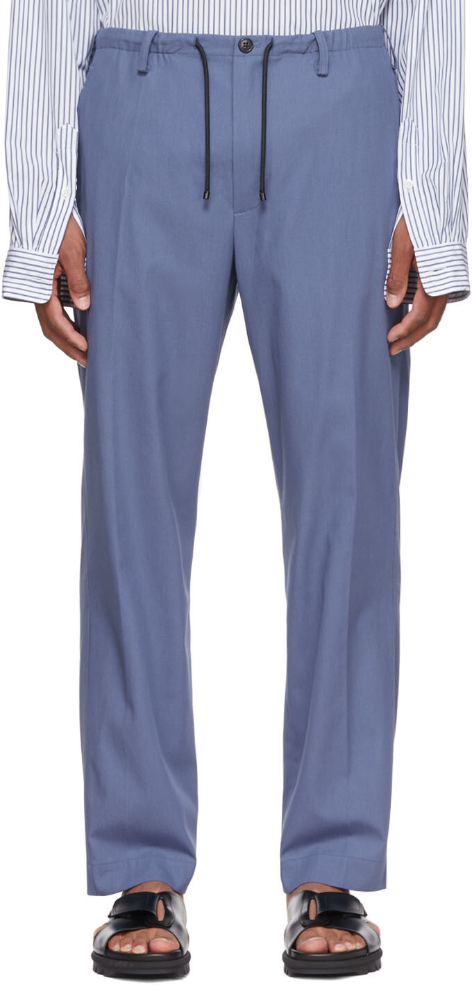 

Синие хлопковые брюки Dries Van Noten