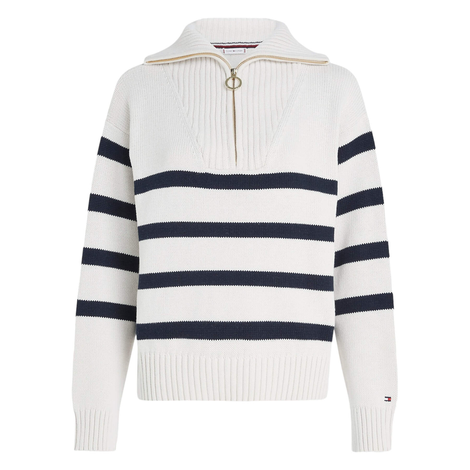 

Свитер Tommy Hilfiger Stripe Half-zip, белый/темно-синий