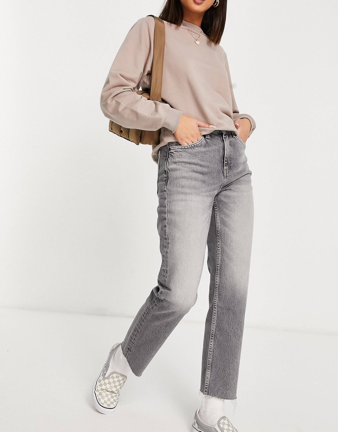 

Серые прямые джинсы Topshop