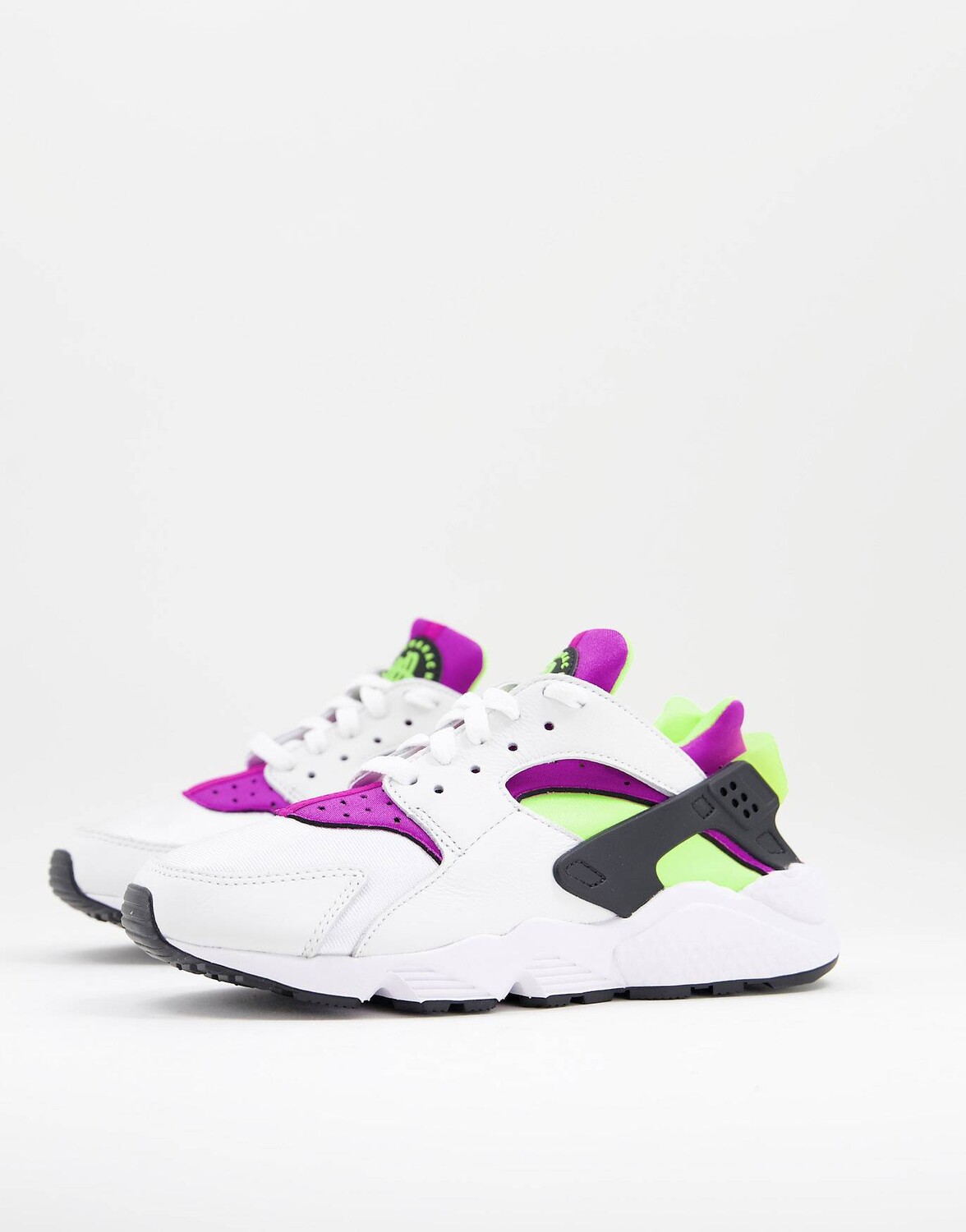 

Кроссовки Nike Air Huarache бело-фиолетового и зеленого цветов