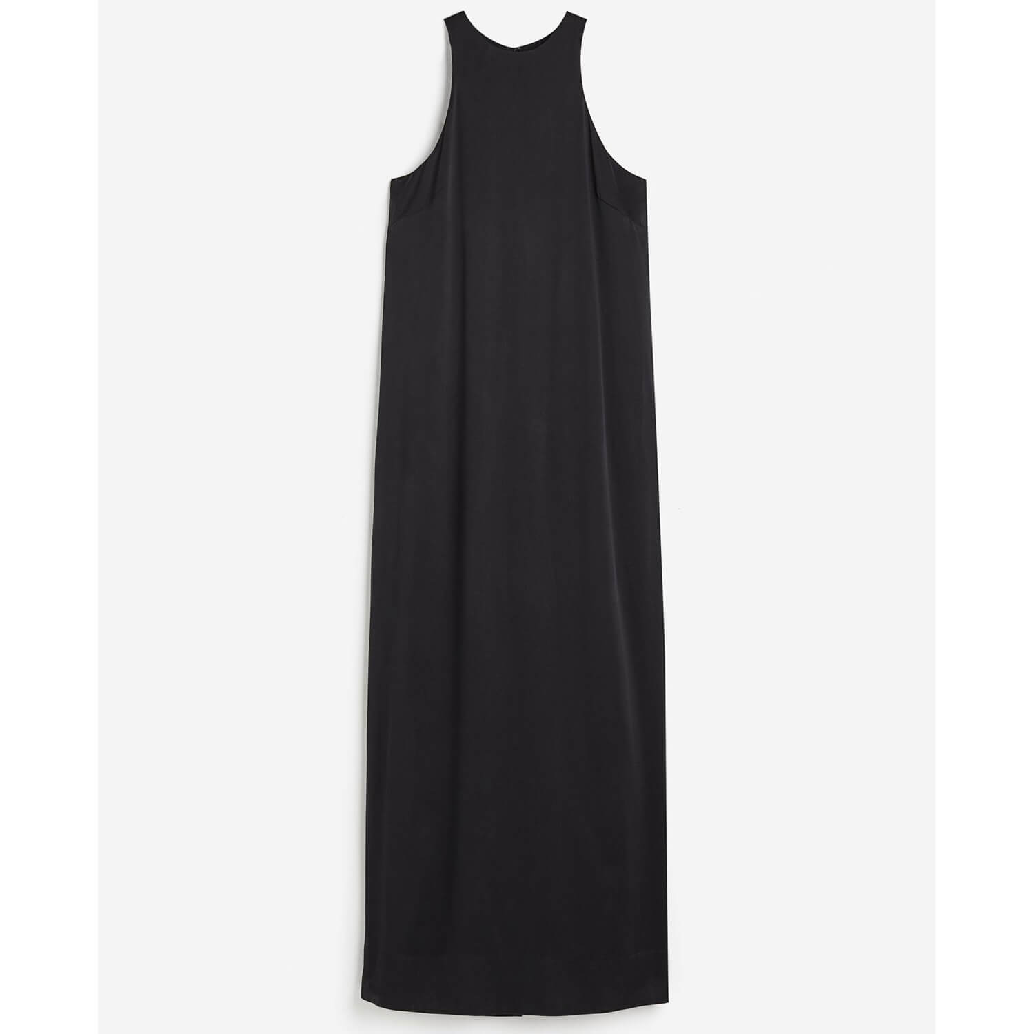женское длинное шифоновое платье трапеция без рукавов Платье H&M Silk, черный