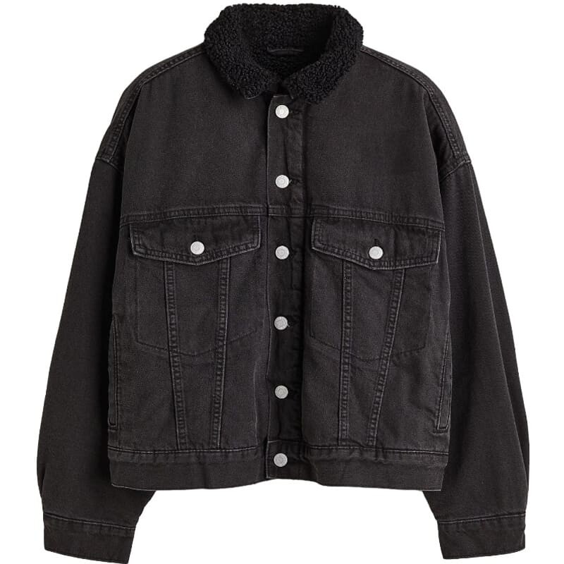 

Джинсовая куртка H&M Fleece-lined, черный