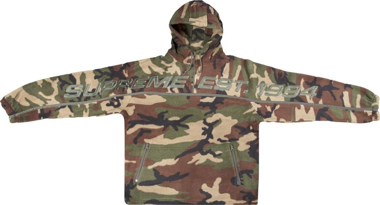 Толстовка Supreme Polartec Half Zip Hooded Sweatshirt 'Camo', разноцветный