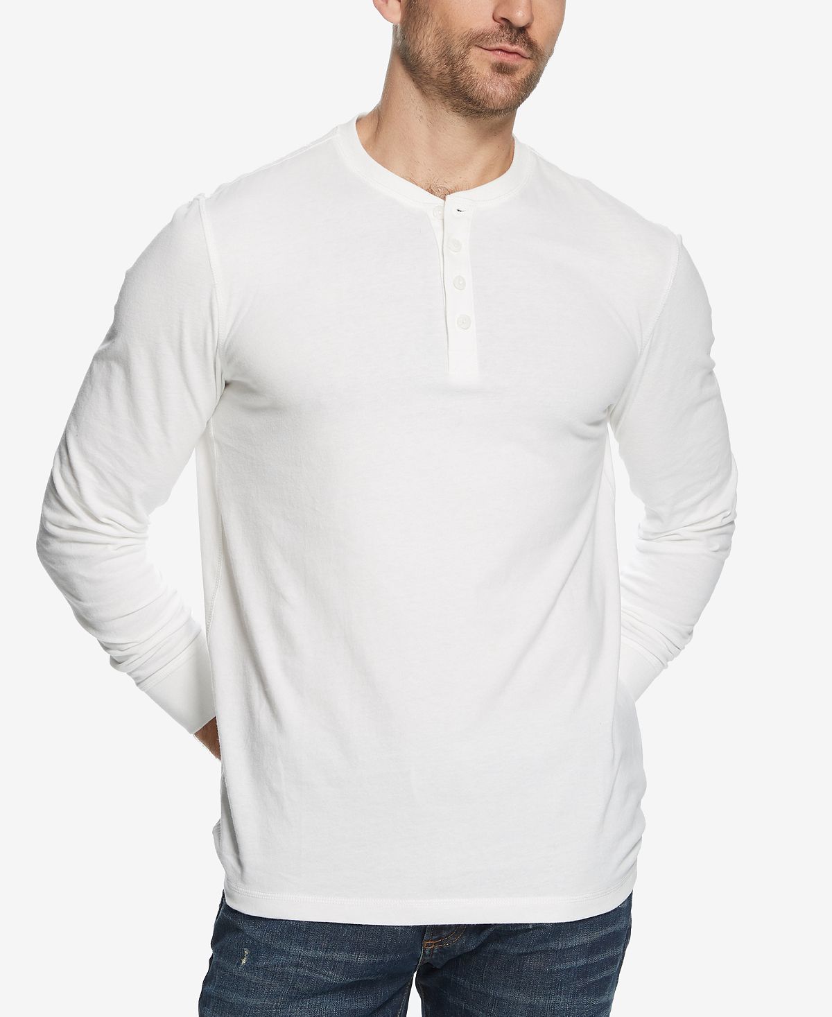 цена Мужская футболка henley из матового джерси с длинным рукавом Weatherproof Vintage, белый