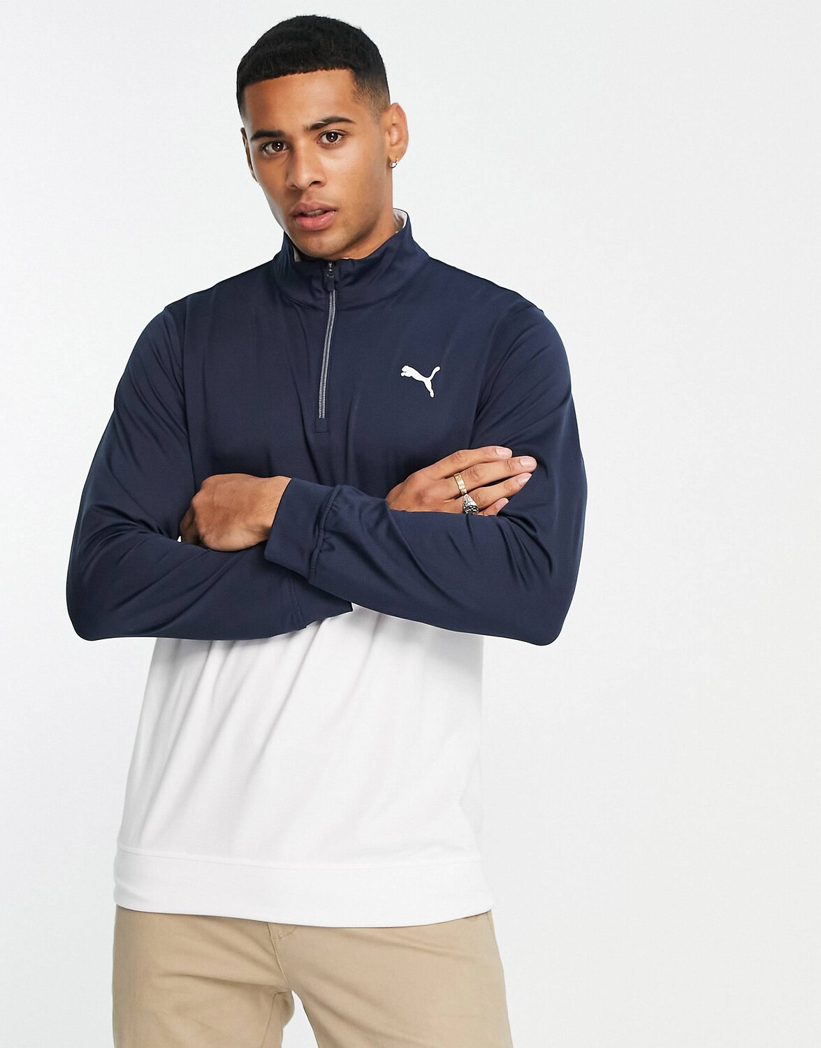 

Толстовка с молнией 1/4 Puma Golf Gamer в темно-синем и белом цветах