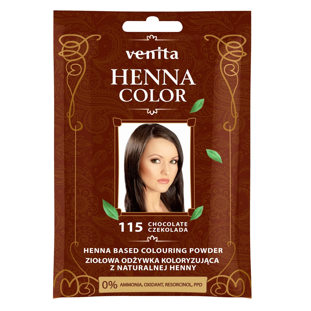 Venita Henna Color травяной краситель-кондиционер с натуральной хной 115 Шоколад салфетки от окрашив белья paclan color expert 20шт