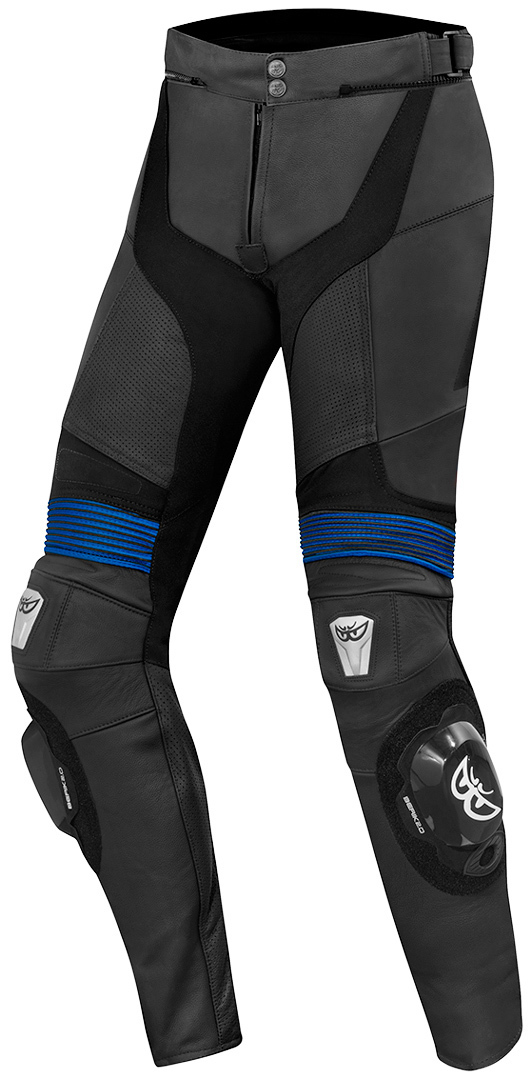 Мотоциклетная кожаная куртка Berik Flexius с двумя панелями на локоть, черный/синий