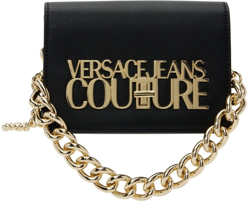 

Черная сумка с замком с логотипом Versace Jeans Couture