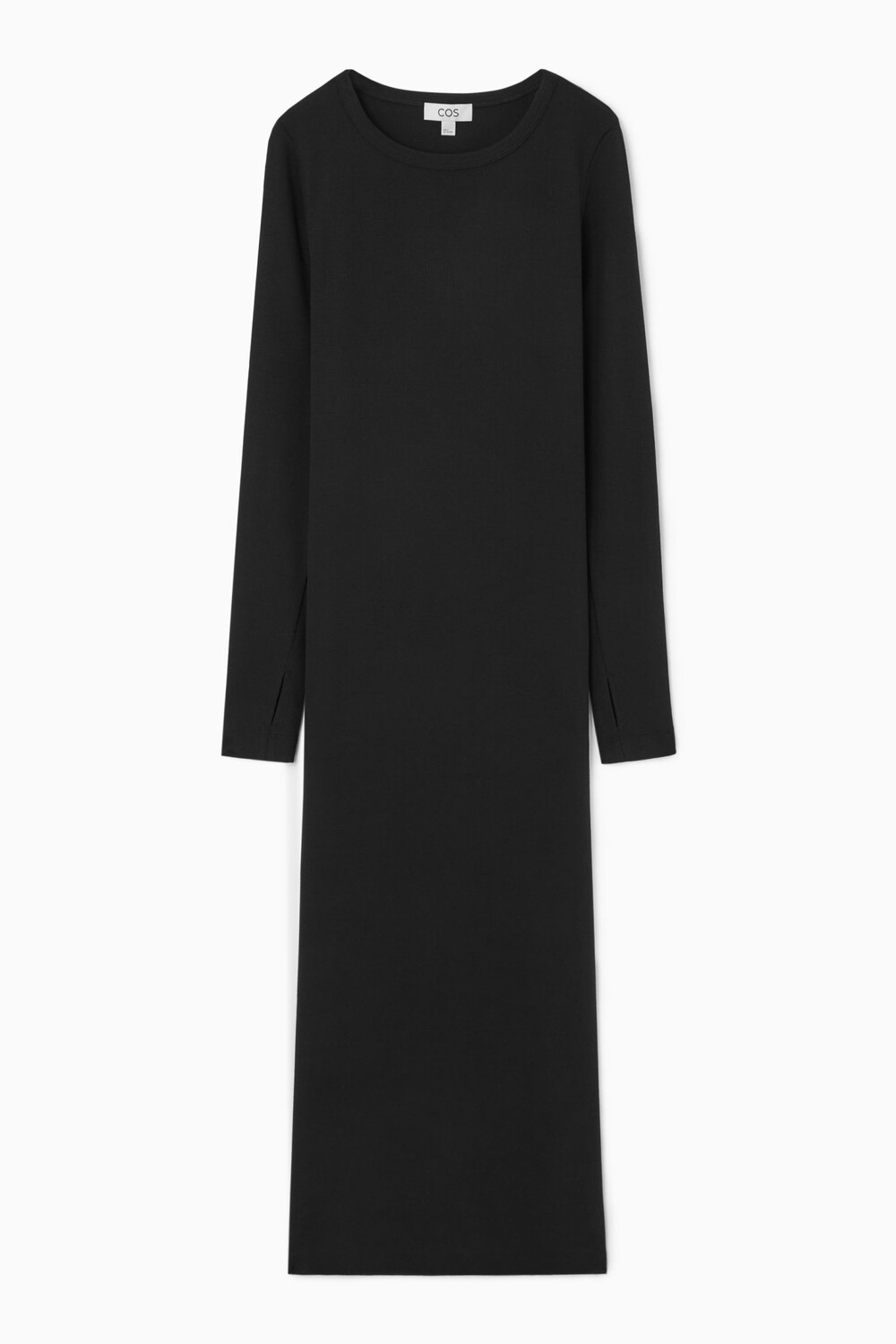 

Платье миди COS Ribbed Long Sleeve, черный
