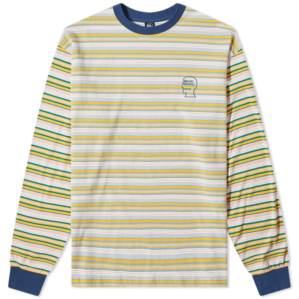 

Футболка Brain Dead Long Sleeve Nineties Block Stripe Tee, Серый