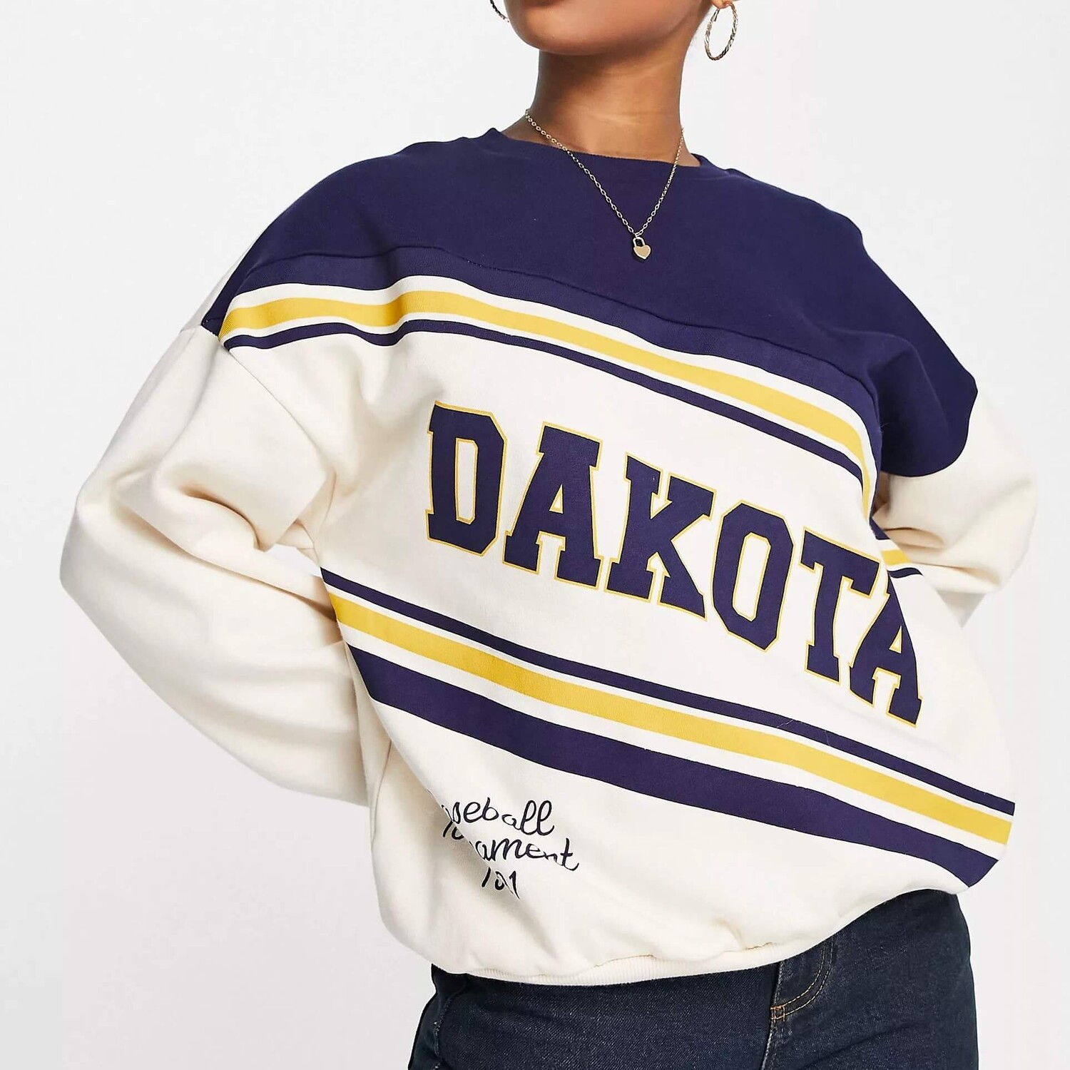 

Свитшот оверсайз Pull&Bear Varsity With Contrast Detail, темно-синий/белый