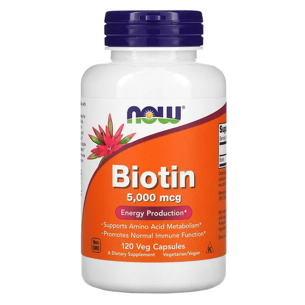 Биотин NOW Foods 5000 мкг, 120 вегетарианских капсул now foods биологически активная добавка биотин 5000 мкг 60 капсул