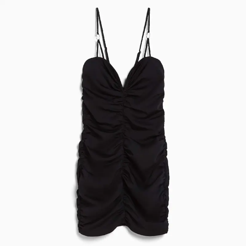 

Платье Bershka Gathered With Neckline Detail, черный