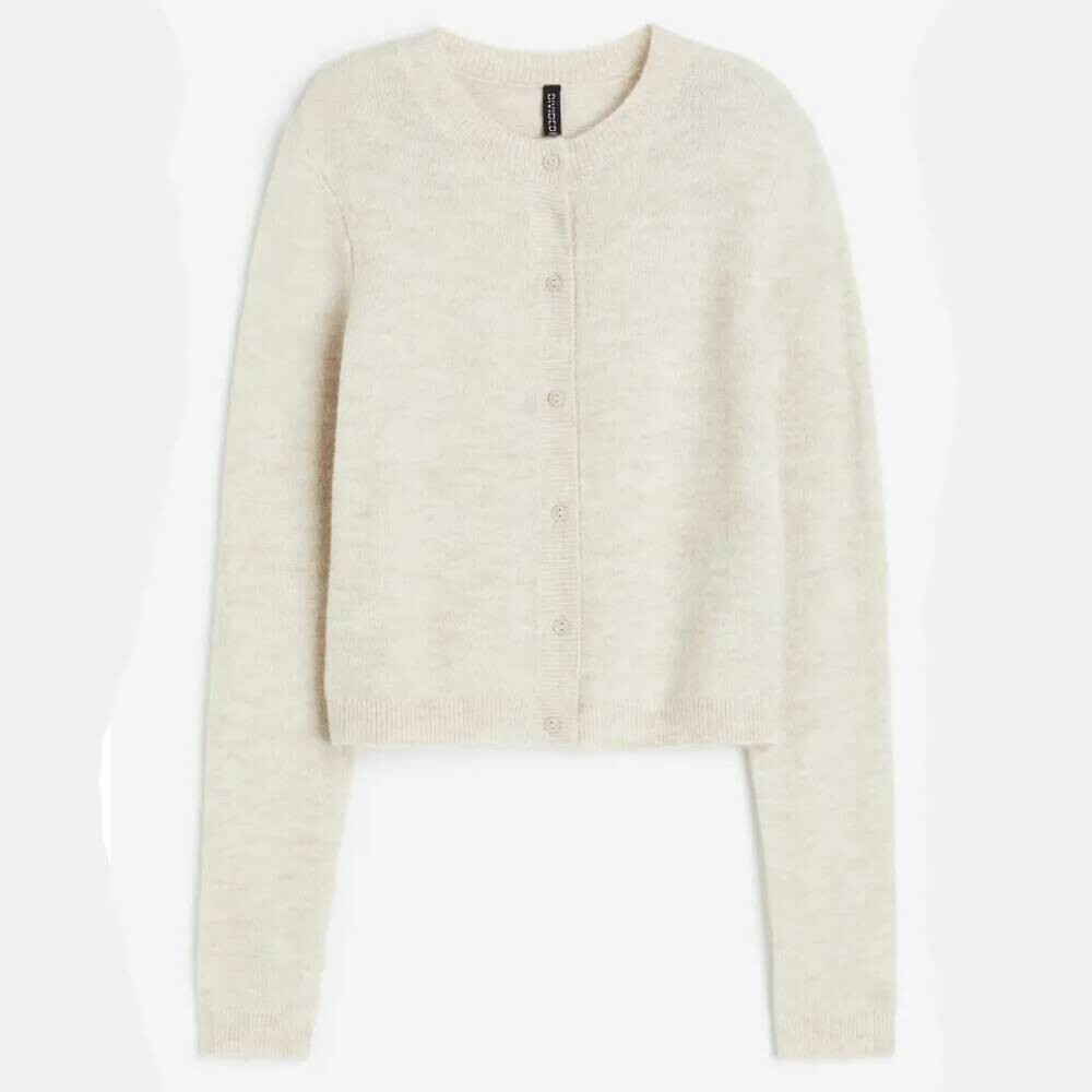

Кардиган H&M Fine-knit, светло-бежевый меланжевый