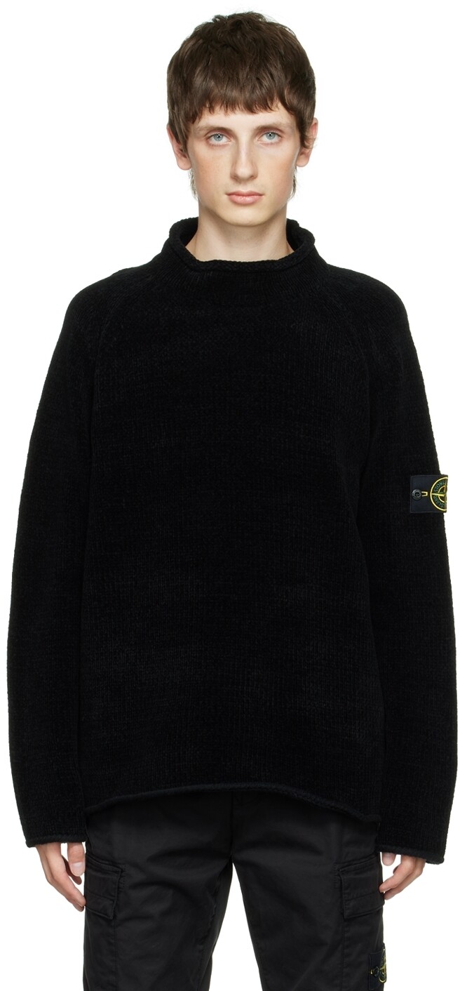 

Черный свитер из синели Stone Island