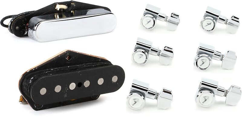 

Комплект звукоснимателей Fender Original Vintage Telecaster из 2 предметов с замком Fender Stratocaster/Telecaster Tuning Machines Set - Chrome 0990818100=1 0992119000=1