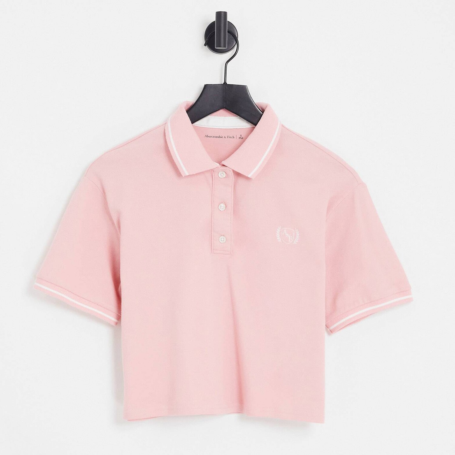

Розовое укороченное поло с логотипом Abercrombie & Fitch