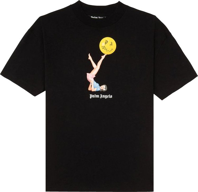 Футболка Palm Angels Juggler Pin Up Tee 'Black/Pink', черный - фото