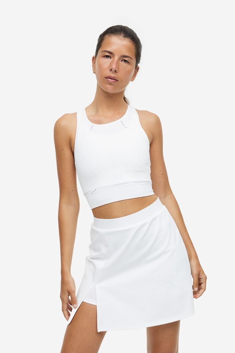 

Бесшовный спортивный укороченный топ DryMove H&M, белый