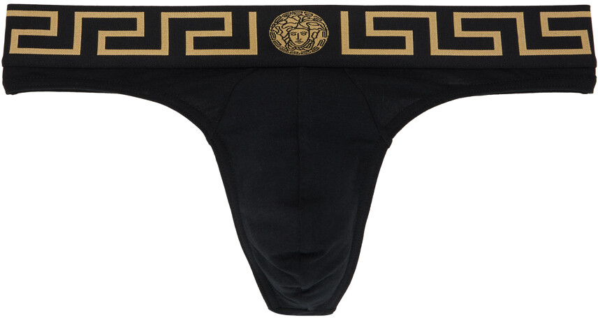 

Черные стринги с каймой Greca Versace Underwear