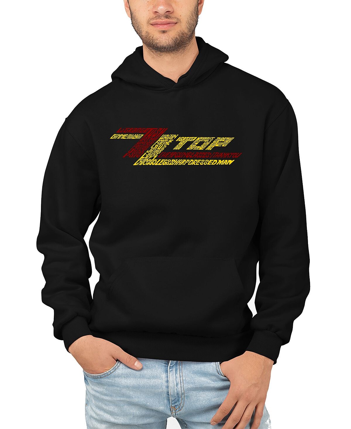 

Мужская толстовка с капюшоном word art zz top LA Pop Art, черный