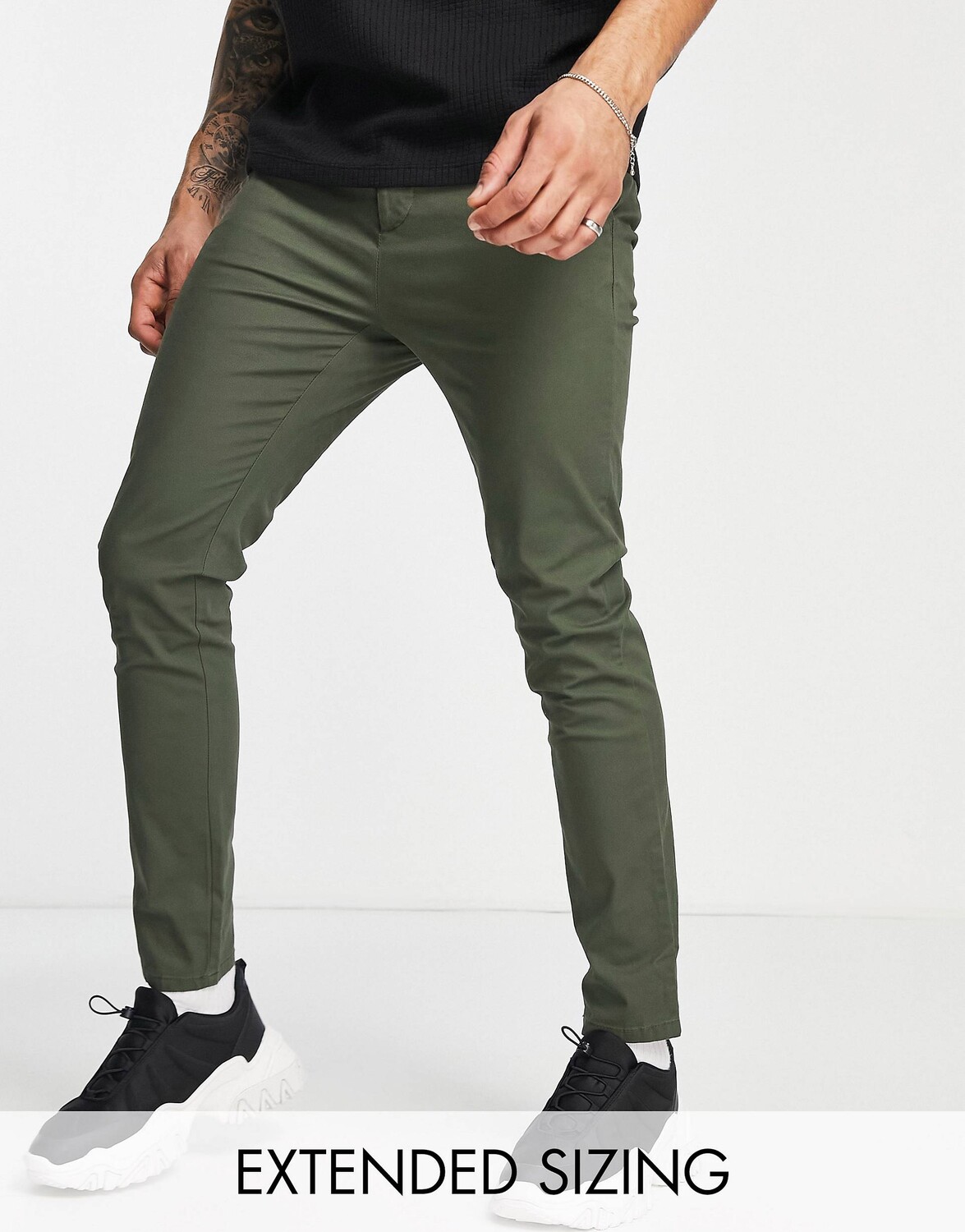 

Узкие брюки чинос цвета хаки ASOS DESIGN