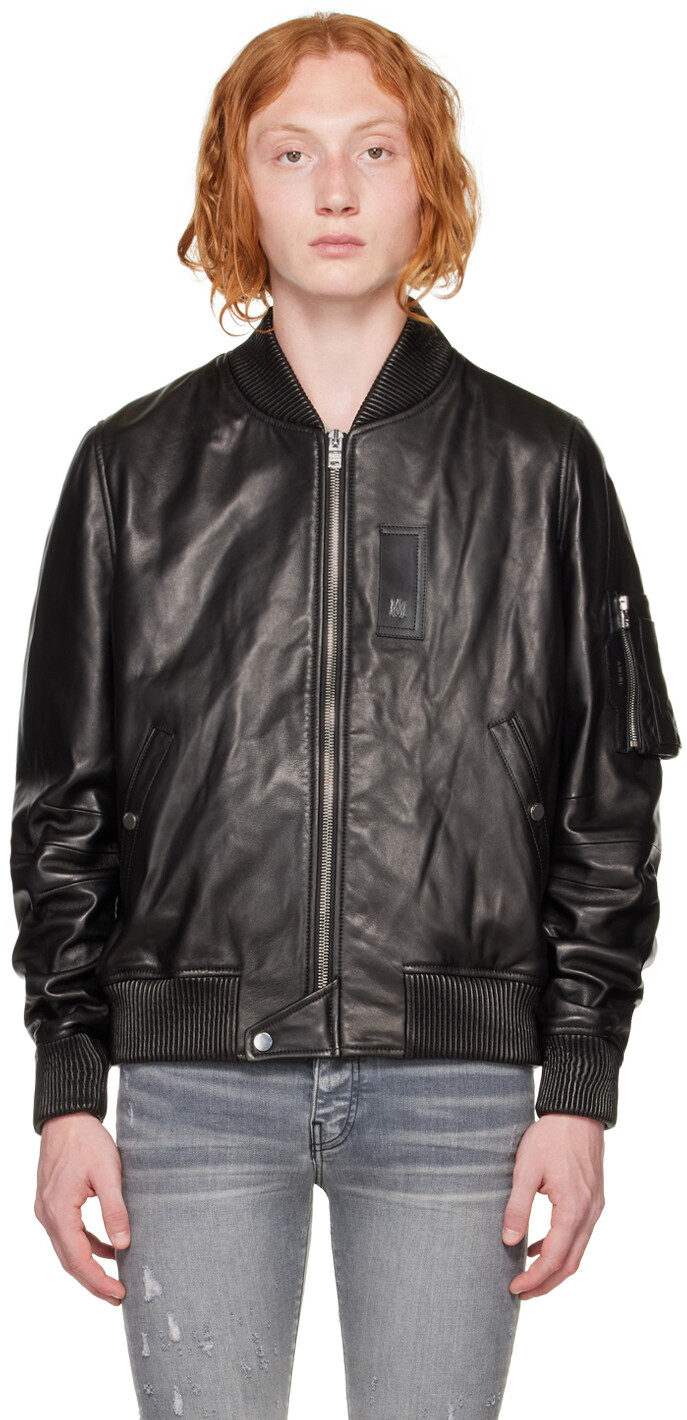 

Черный кожаный бомбер AMIRI
