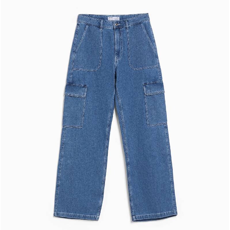 

Джинсы Карго Bershka Straight, синий