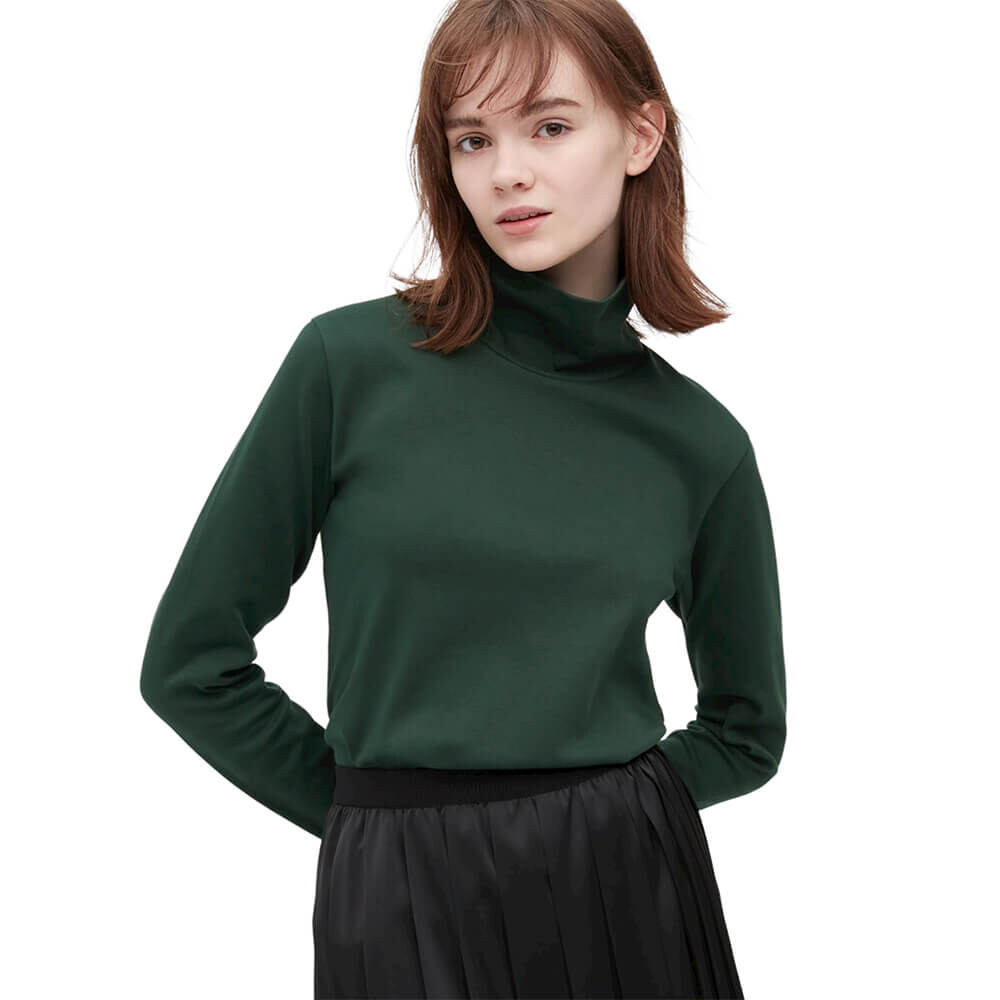 

Лонгслив Uniqlo Smooth Stretch Cotton Turtleneck, тёмно-зелёный