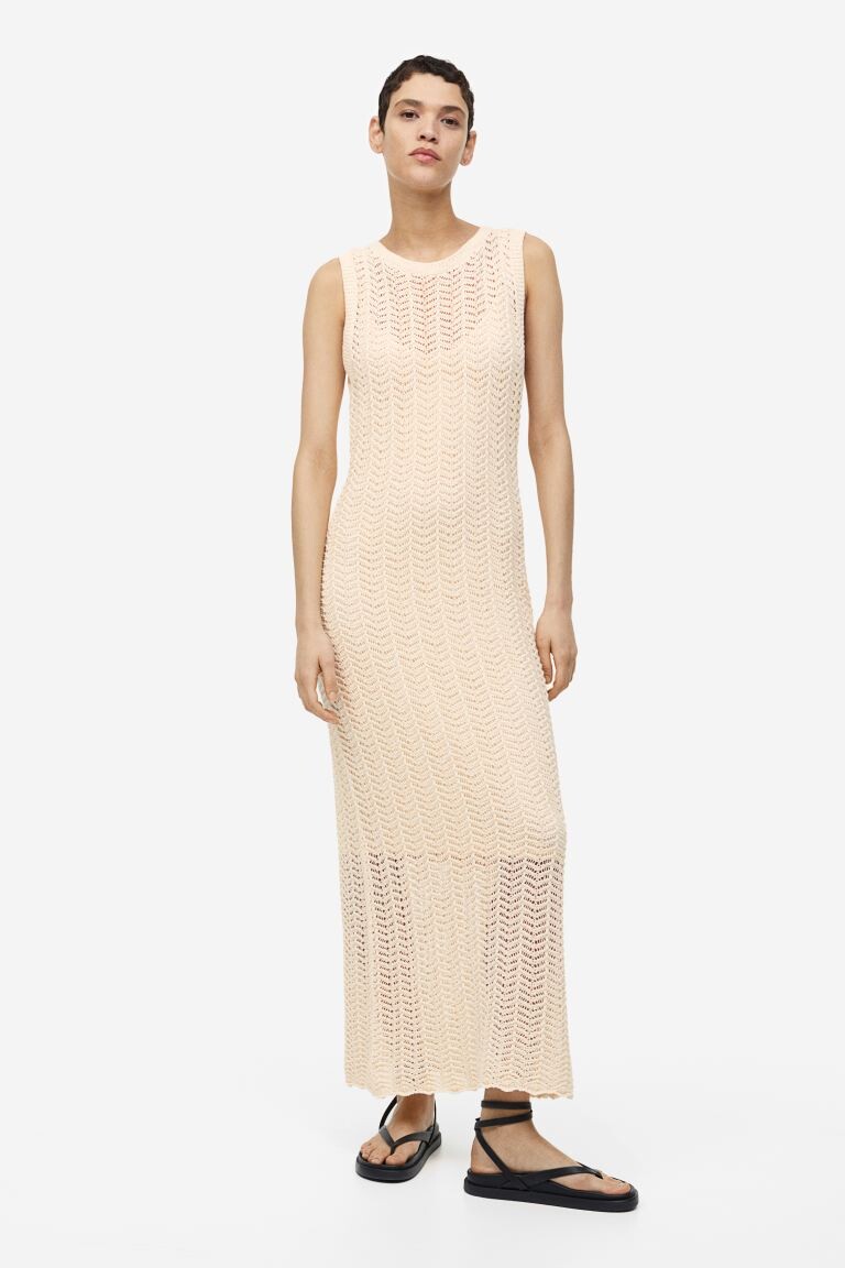 

Вязаное платье крючком H&M, крем