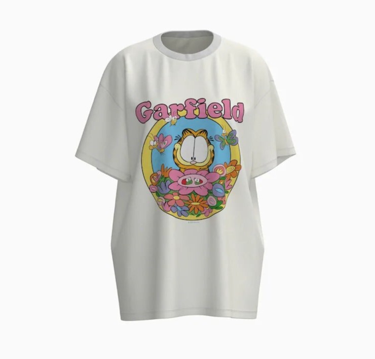

Футболка Bershka Garfield print short sleeve, белый